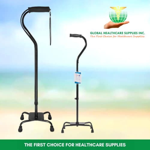 Adjustable aluminum cane with black handle